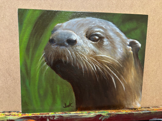 "Glistening Otter" - Original Oil Painting on Canvas Board