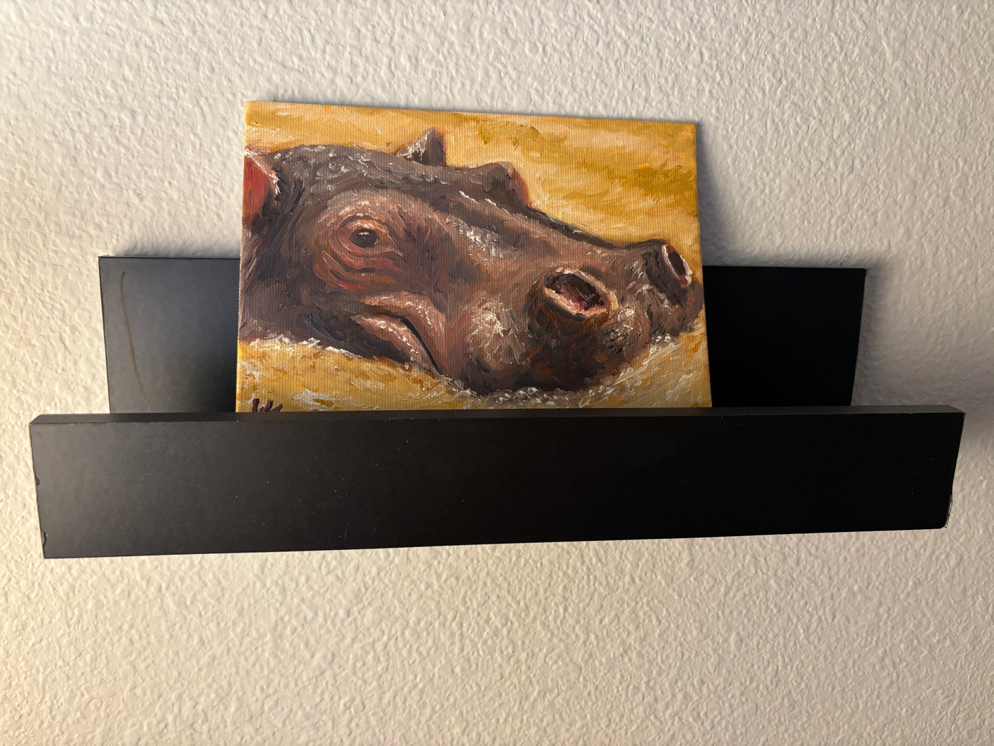"Mini Hippo Study" - Original Oil Painting on Canvas Board
