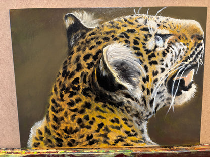 "Hopeful Leopard" - Original Oil Painting on Canvas Board