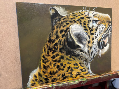 "Hopeful Leopard" - Original Oil Painting on Canvas Board