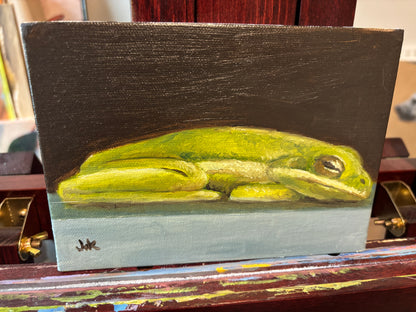 "My Little Froggy Neighbor" - Original Oil Painting on Canvas Board