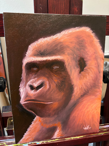 "Gorilla in Red" - Original Oil Painting on Canvas Board