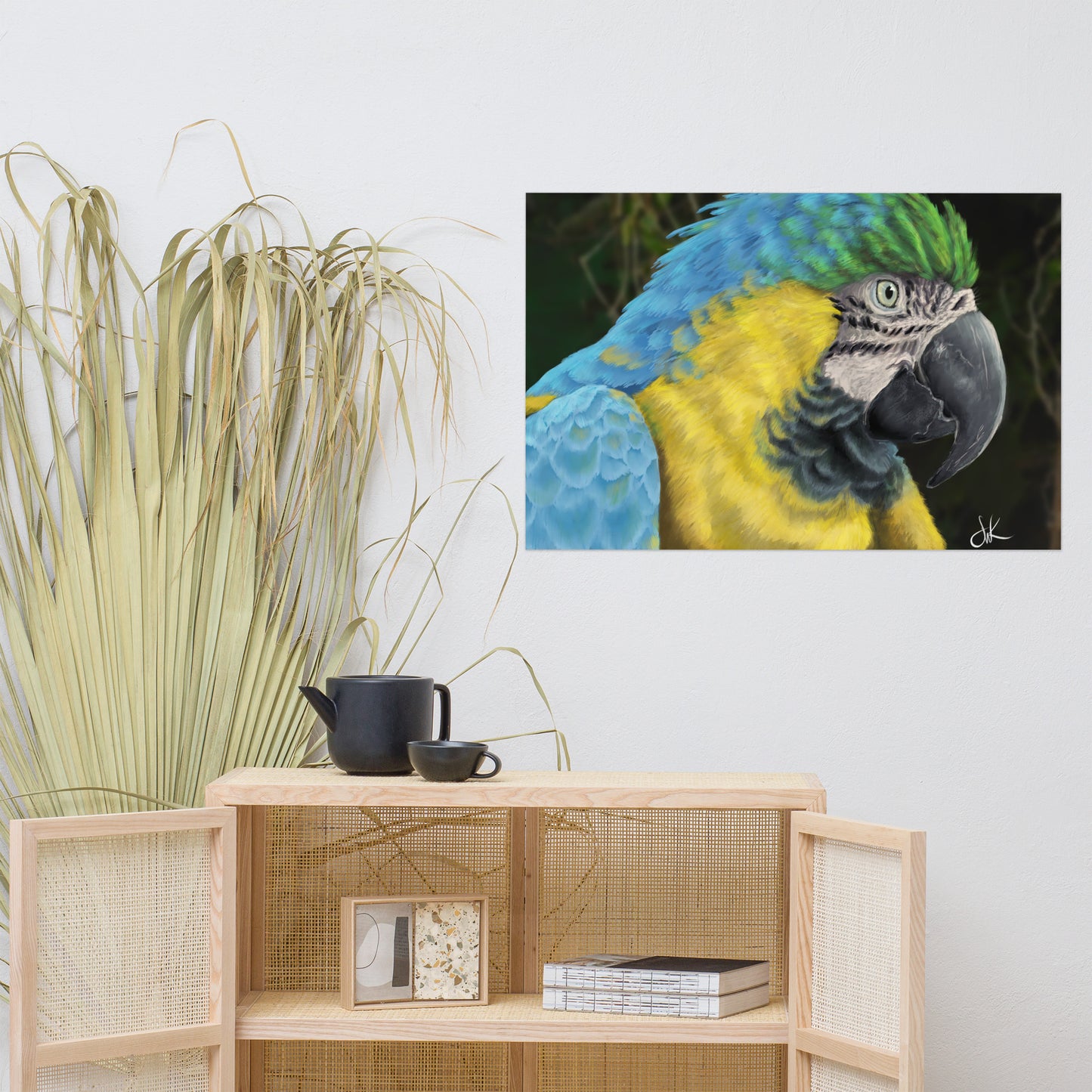 Macaws are such beautiful birds that I had to paint one. I especially love its beautiful vibrant colors in this digital painting. This digital wildlife animal painting print design is printed on matte paper and comes as rolled wall art ready to be framed and displayed.