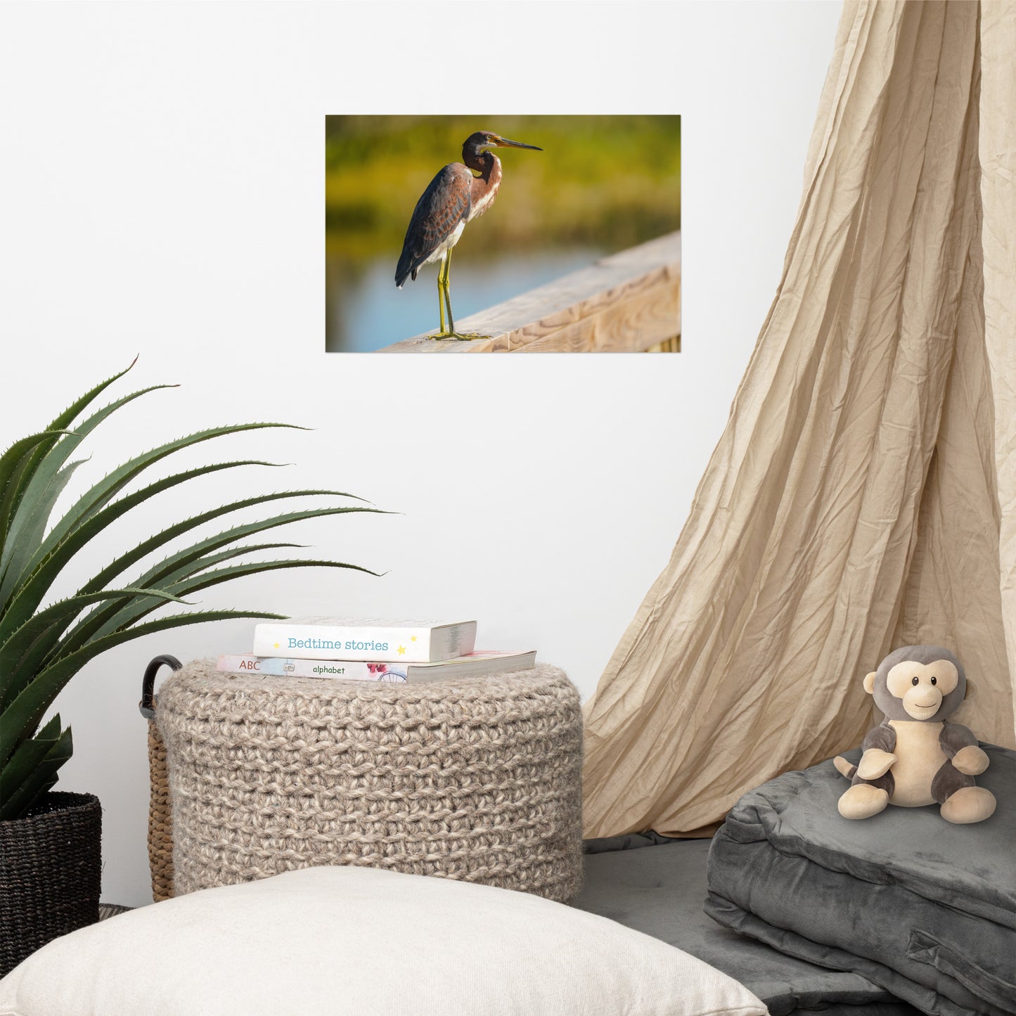 "Tricolor Crane in the Sunlight" Photo paper poster