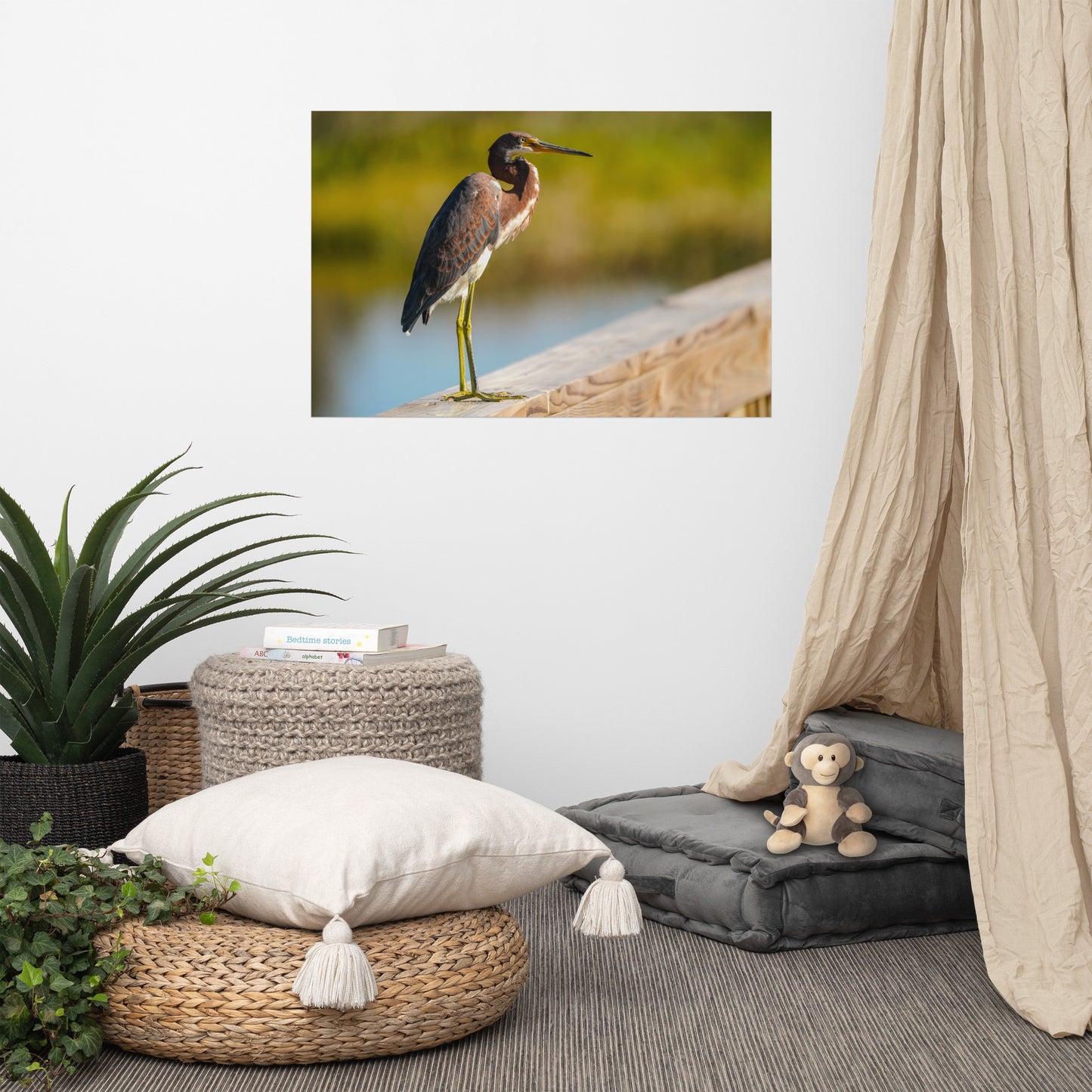 "Tricolor Crane in the Sunlight" Photo paper poster