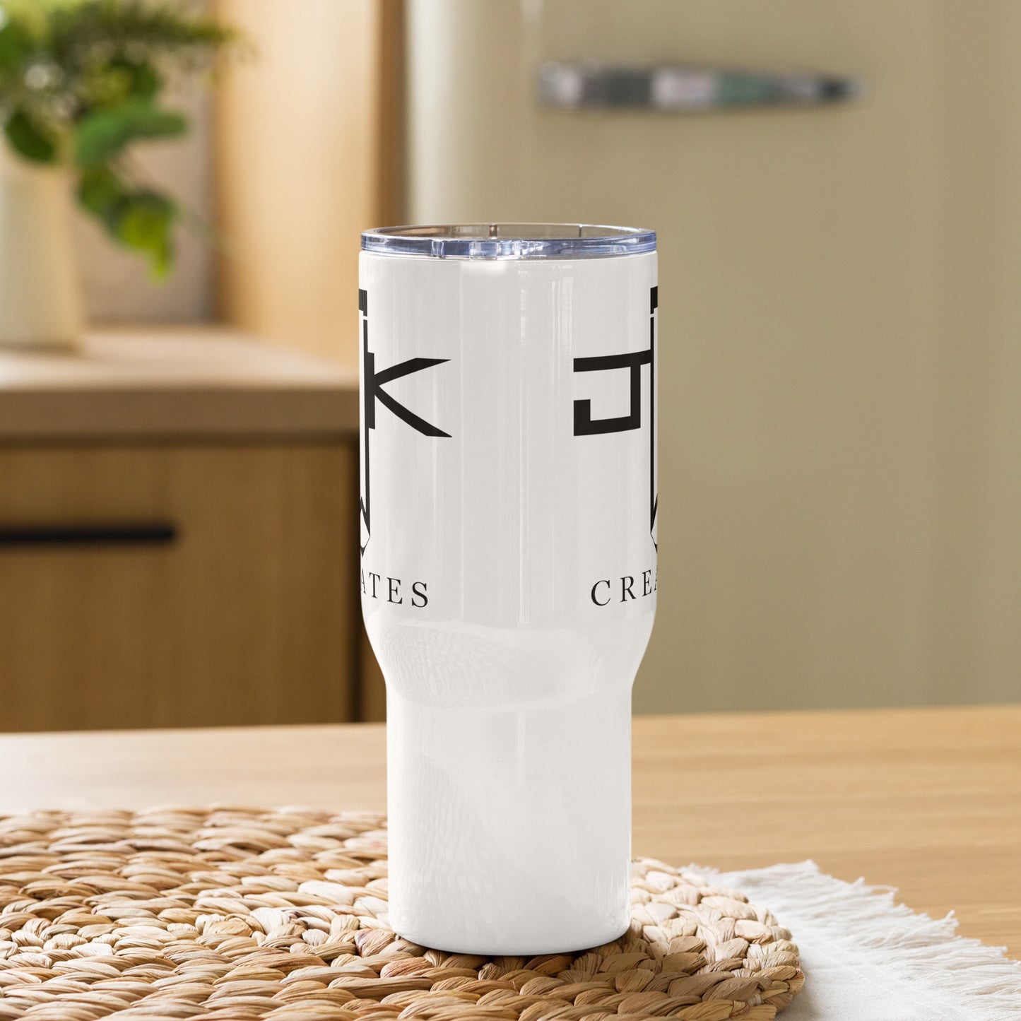 JWK Creates Logo Travel Mug with Handle