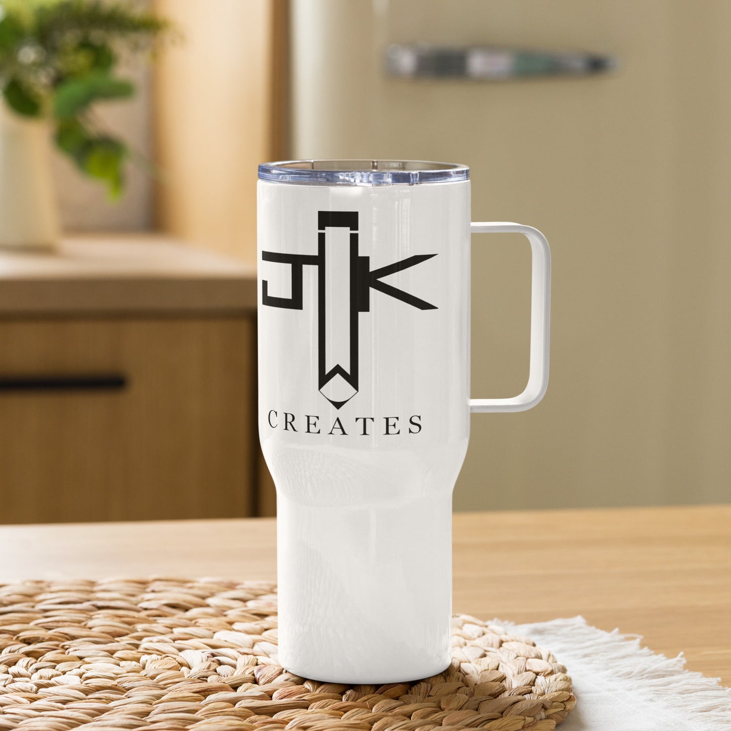 JWK Creates Logo Travel Mug with Handle