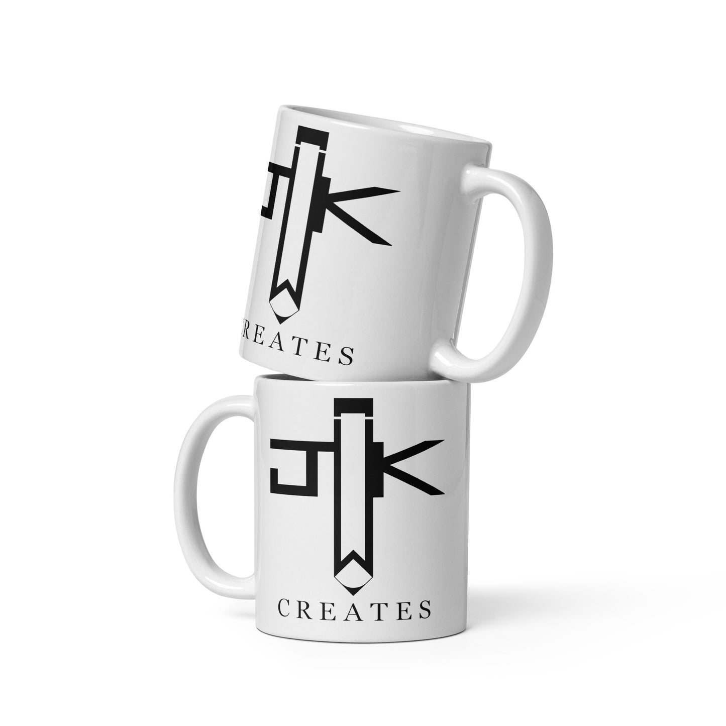 "JWK Creates Logo" White glossy mug