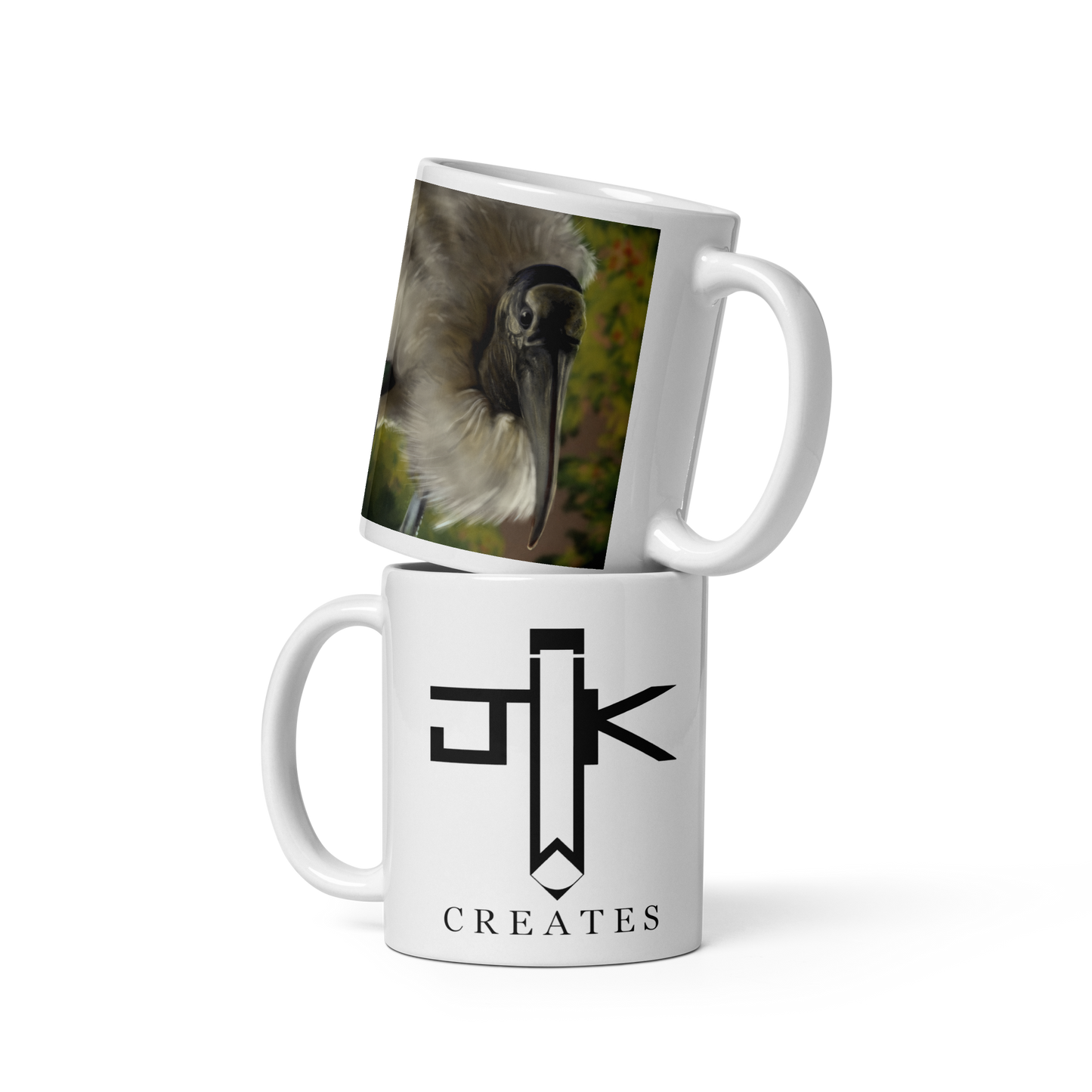 "Woodstork Standoff" White glossy mug