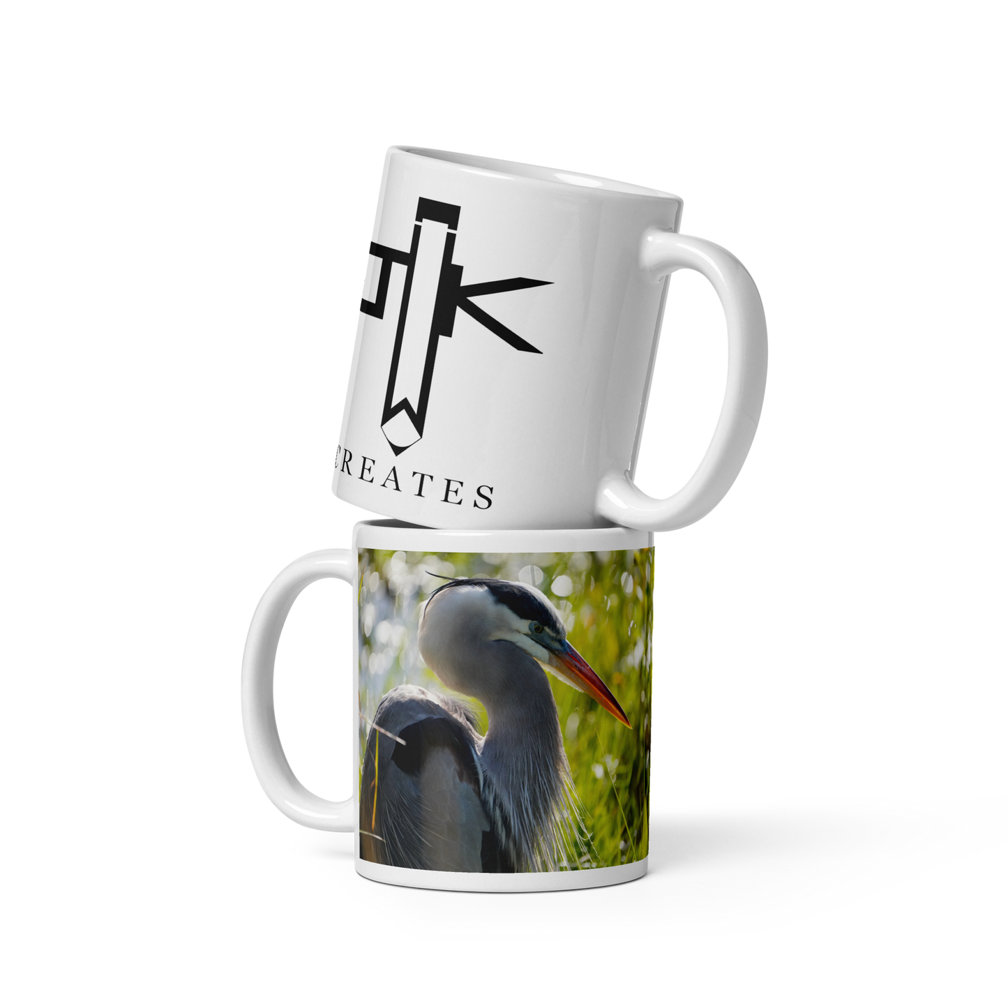 "Heron Essence" White glossy mug