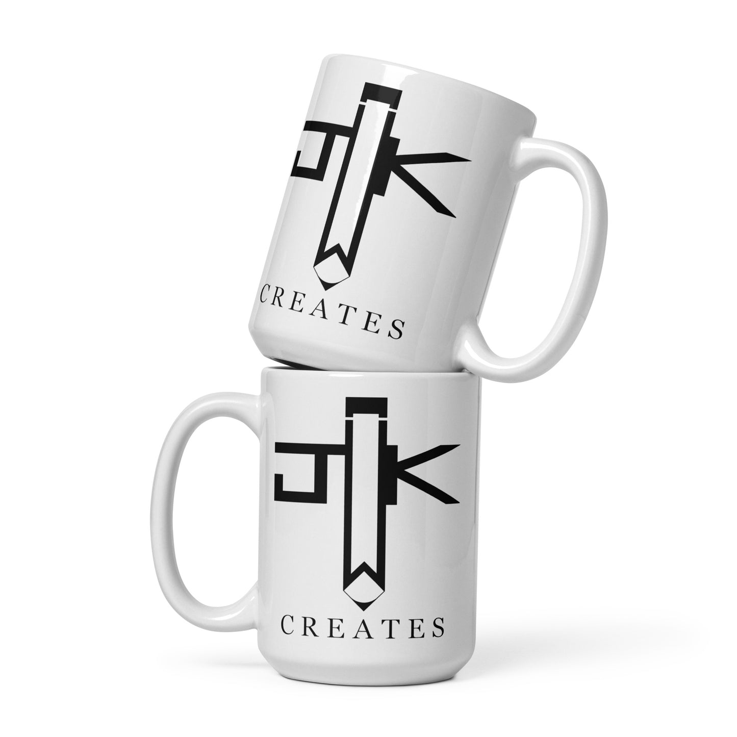 "JWK Creates Logo" White glossy mug