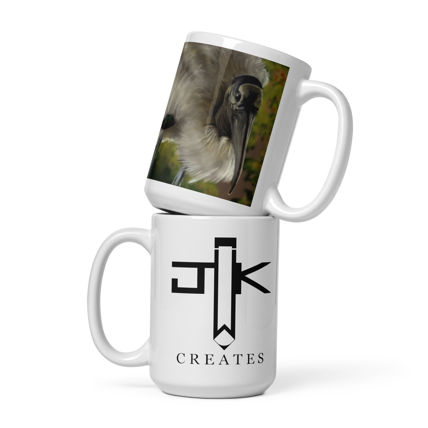 "Woodstork Standoff" White glossy mug