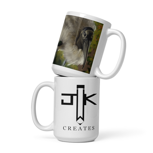 "Woodstork Standoff" White glossy mug