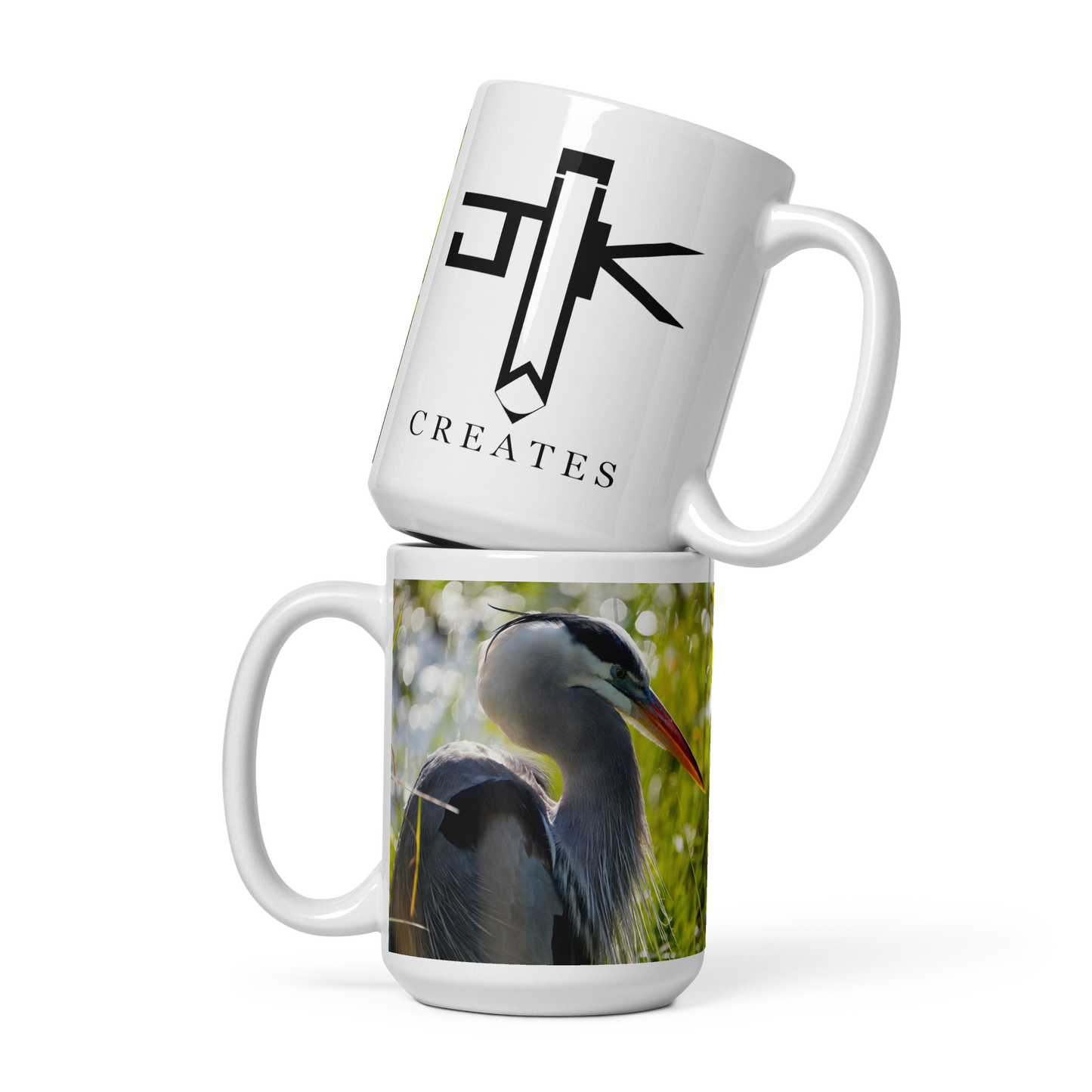 "Heron Essence" White glossy mug