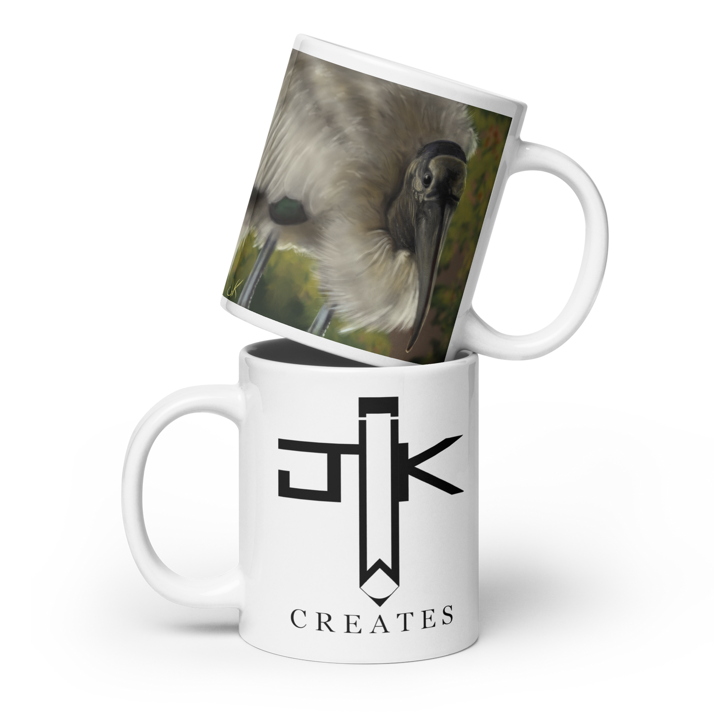 "Woodstork Standoff" White glossy mug