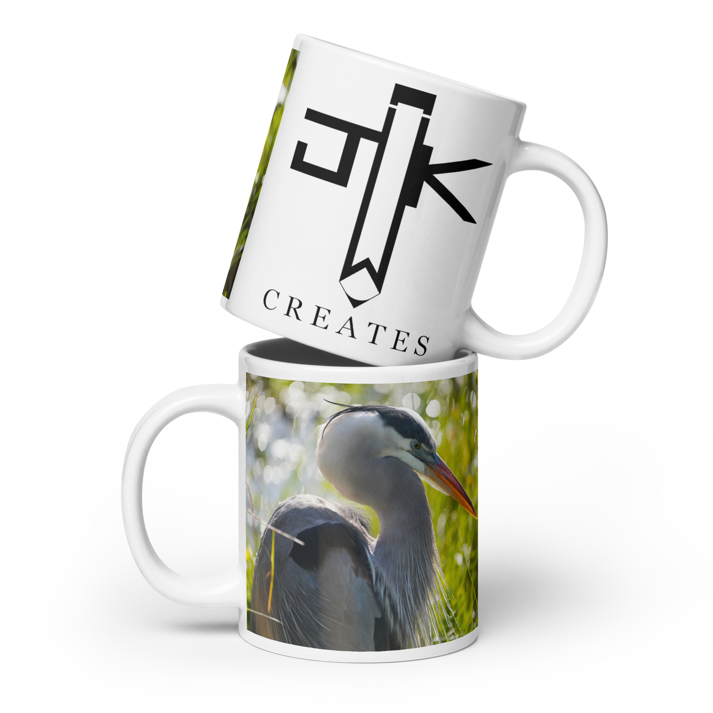 "Heron Essence" White glossy mug