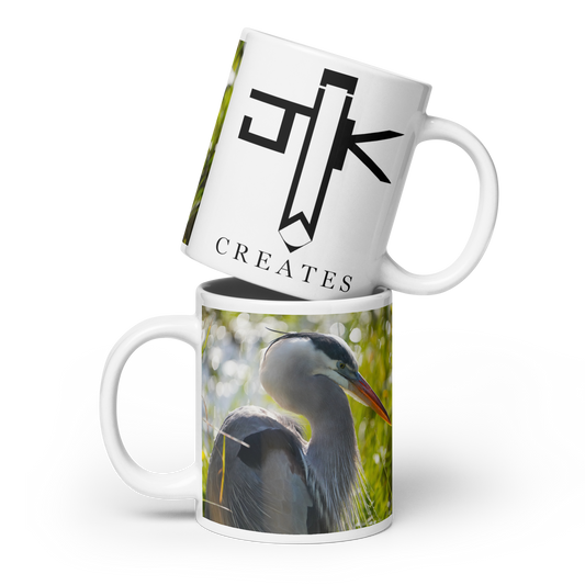 "Heron Essence" White glossy mug